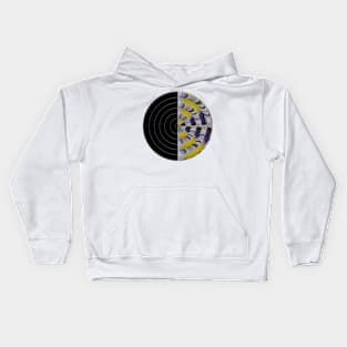 Record round in grey, blue and yellow Kids Hoodie